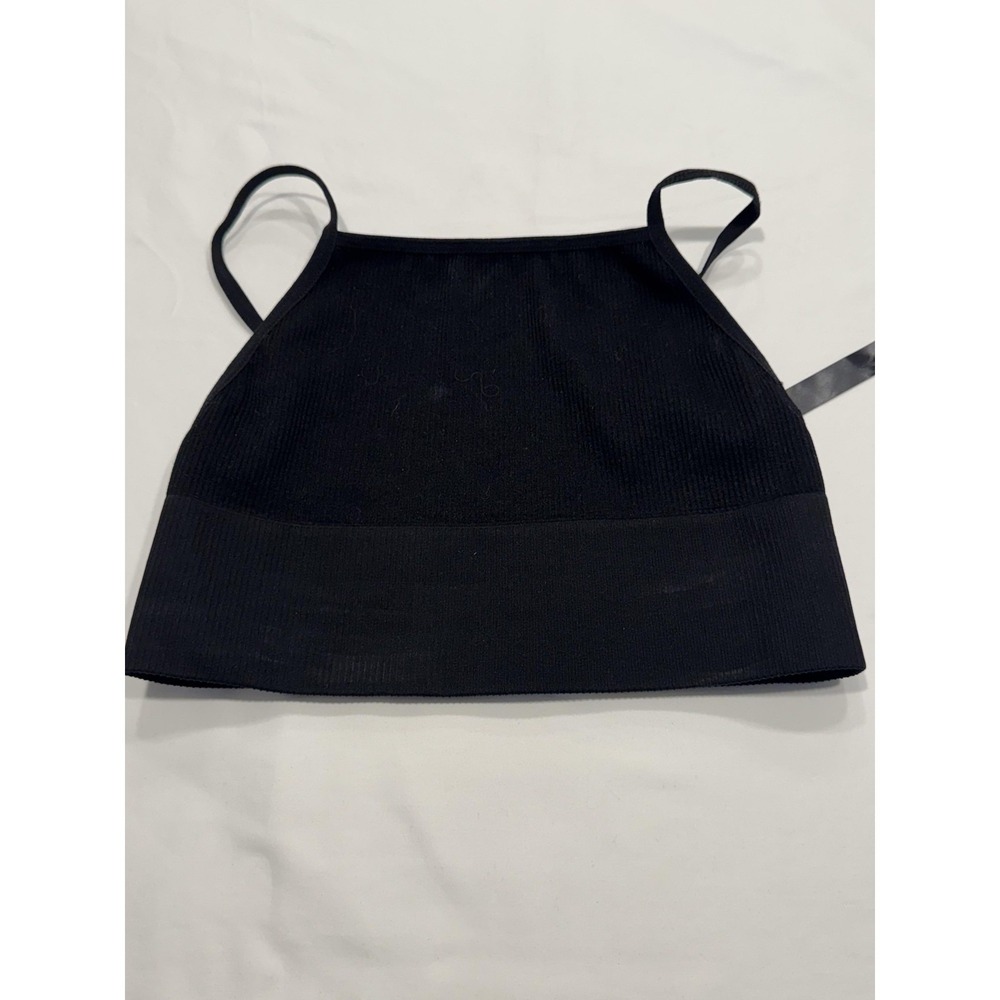 Out From Under Camisole Tank Top Womens M Black Ribbed Knit Stretch Cropped